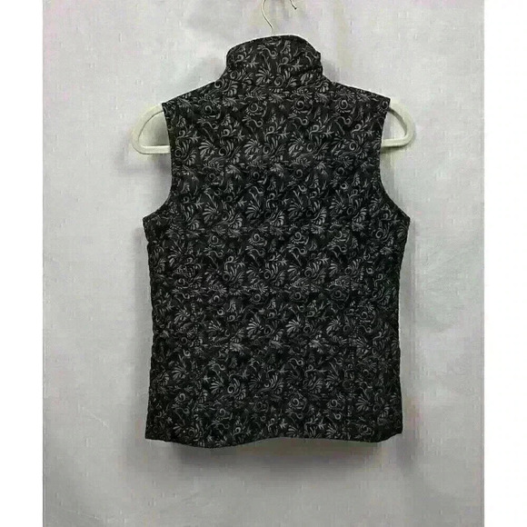 Jane Ashley Womens Small Quilted Vest Black & Taupe Paisley Lightweight Pockets - Picture 10 of 10